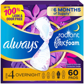Always Radiant Overnight Sanitary Pads with Wings - Scented - Size 4
