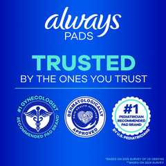 Always Extra Heavy Overnight Pure Cotton Pads with Wings - Size 5 - 18ct