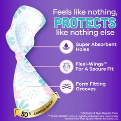 Always Radiant Teen Overnight Menstrual Pads - Size 4 - Unscented - 18ct